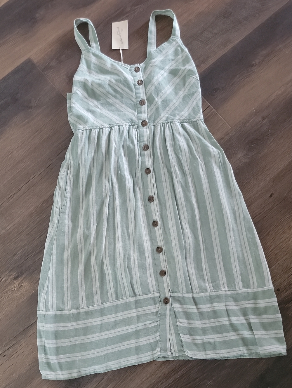 Universal Thread Mint Green & White Striped Button-Front Sundress